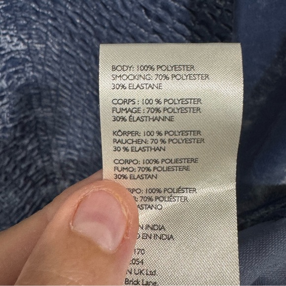 NWT Free People Ferrier mini Slate Blue Smocked dress med - Picture 8 of 8